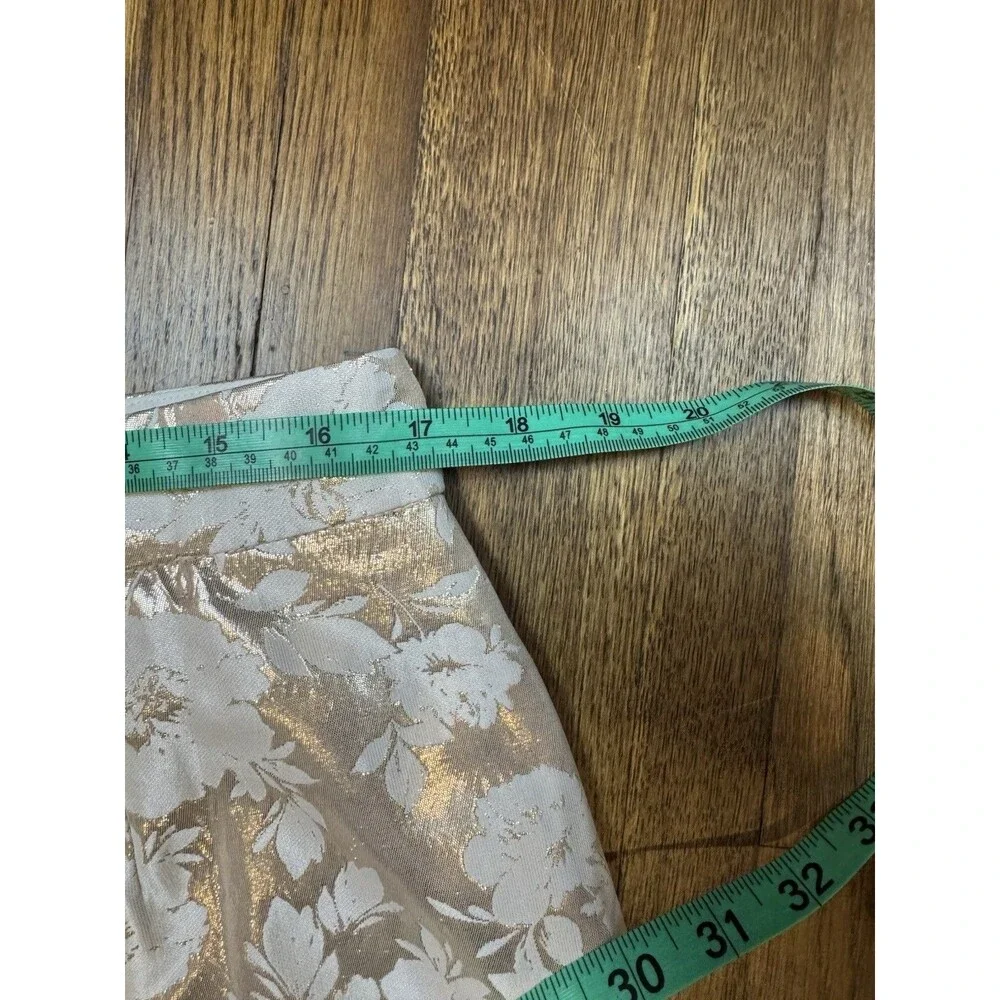 J.CREW Women’s Off White and Gold Floral Skirt Zip Closure Size 12